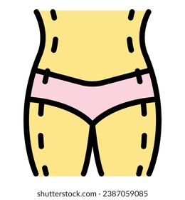 Loss breast icon outline vector. Female beauty. Excess sport color flat