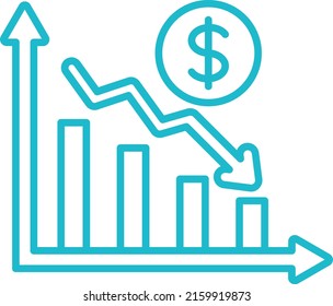Icono vectorial de gráfico de pérdidas. Se puede usar para imprimir, móviles y aplicaciones web.