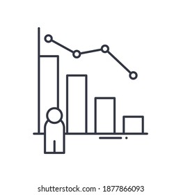 Loss of customers icon, linear isolated illustration, thin line vector, web design sign, outline concept symbol with editable stroke on white background.
