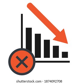 Loss, fall economic symbol, flat modern icon, isolated on white background