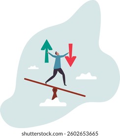 Loss and gain on investment, earning, profit or lose money from stock or crypto trade, financial green and red arrow chart.character for design.
