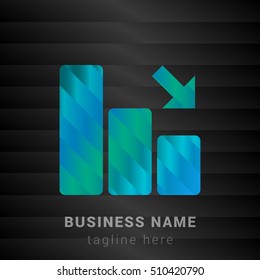 Loss Graph Blue,Green and Black silk fashion premium icon / Logo