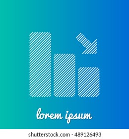 Loss Graph White stroke fill with blue and green gradient background Icon / Logo Design