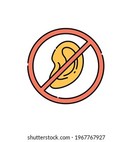 Loss hearing color line icon. Disability. Isolated vector element. Outline pictogram for web page, mobile app, promo