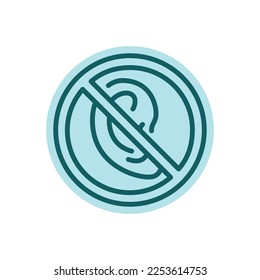 Loss hearing color line icon. Disability. Isolated vector element. Outline pictogram for web page, mobile app, promo