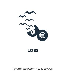 Loss icon. Black filled vector illustration. Loss symbol on white background. Can be used in web and mobile.