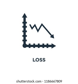 Loss icon. Black filled vector illustration. Loss symbol on white background. Can be used in web and mobile.
