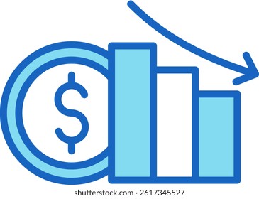 Loss Icon Blue Vector Illustration