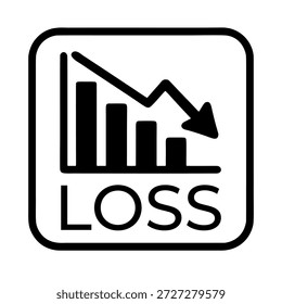 Loss icon with declining chart