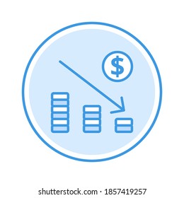 loss icon vector illustration. loss icon blue circle design.