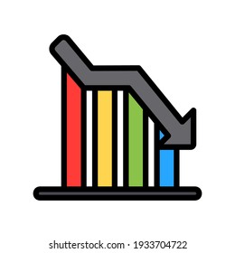 Icono de pérdida en el estilo de línea rellena sobre marketing y crecimiento para cualquier proyecto, uso para la presentación de aplicaciones móviles del sitio web