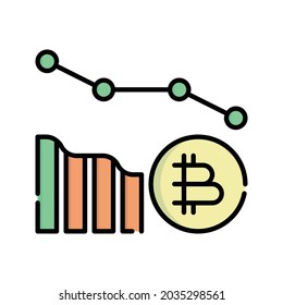Loss Icon Vector Illustration. Flat Outline Cartoon. Cryptocurrency Market Icon Concept Isolated Premium Vector