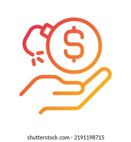 Loss of money pixel perfect gradient linear vector icon. Financial risk. Bankruptcy case. Dealing with debt. Thin line color symbol. Modern style pictogram. Vector isolated outline drawing