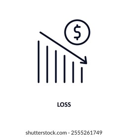 loss outline icon.  Thin line icon from cryptocurrency collection. Editable vector isolated on white background