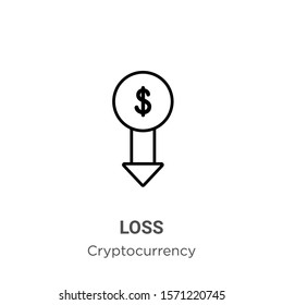 Loss outline vector icon. Thin line black loss icon, flat vector simple element illustration from editable economyandfinance concept isolated on white background