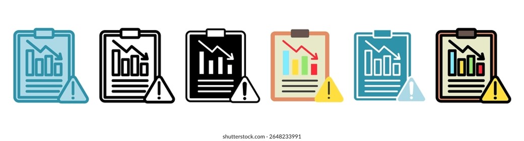 Loss Report multi style, mini illustration icon set. Vector for modern concept, print, UI, UX kit, web and app development. Related to risk management, business, finance.