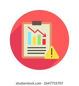 Informe de pérdida de color redondeado, mini icono de ilustración. uso para el concepto moderno, impresión, interfaz de usuario, kit de UX, Web y desarrollo de App. Vector relacionado con la gestión de riesgos, negocios, finanzas.