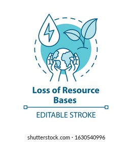Loss of resource base concept icon. Nature damage of industrial production. Ecosystem. Overconsumption idea thin line illustration. Vector isolated outline RGB color drawing. Editable stroke