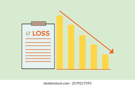 Loss sign graph business illustration for use.