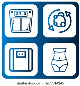 juego de iconos sencillos de pérdida. Contiene iconos como escala de baño, Metabolismo, Waist, puede ser usado para web, móvil y logo