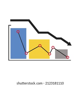 a loss symbol. down chart. reduction diagram.