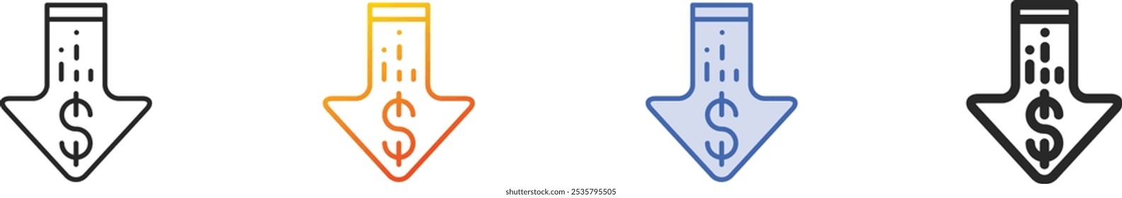 perdas icon.Thin Linear, gradiente, traçado azul e negrito Design estilo isolado no fundo branco
