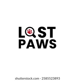 Lost Animal or Lost Paws Lettering Stock Illustrations.