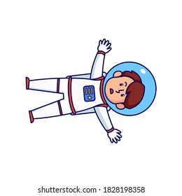 Astronauta perdida en la ilustración del concepto espacial. Vector espaciador de estilo plano adecuado para icono, personaje de mascota