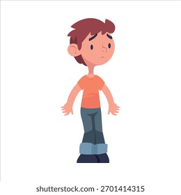 Lost Boy Child Standing in Unfamiliar Place Vector Illustration