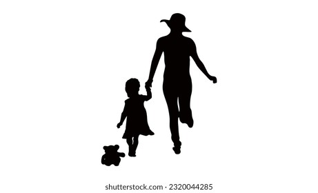 Lost childhood, in a hurry, the child lost the teddy bear, family problems concept