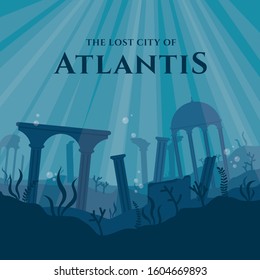 The Lost City Of Atlantis Vector Illustration