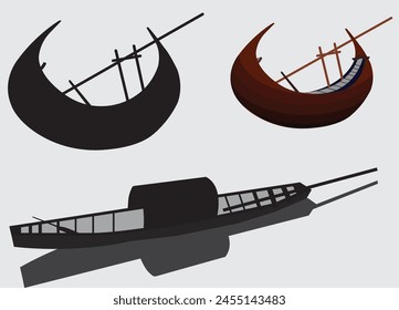 Lost classic beautiful vector editable boat image.