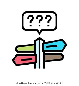 lost direction sad mood color icon vector. lost direction sad mood sign. isolated symbol illustration