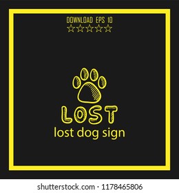 Lost Dog Sign  Sketch Vector Icon