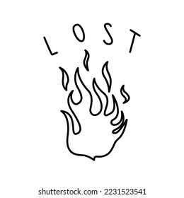 Lost Fire V42 Typography Patch Streetwear, Urban Design Black and White Color Patch Commercial Use