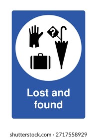 Lost and Found Icon with Stylized Box and Personal Items for Public Facilities with Explanation – High Quality Vectorial Stock Image