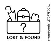 Lost and found line icon. Isolated line icon on a white background