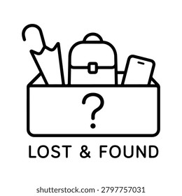 Lost and found line icon. Isolated line icon on a white background