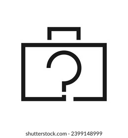 Lost and found line icon on white background. Lost suitcase. Eps 10.