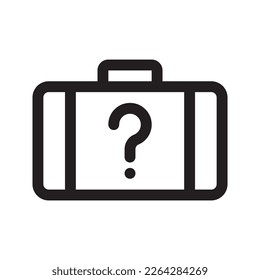 Lost and found outline icon. Suitcase with question mark line sign. Vector graphics