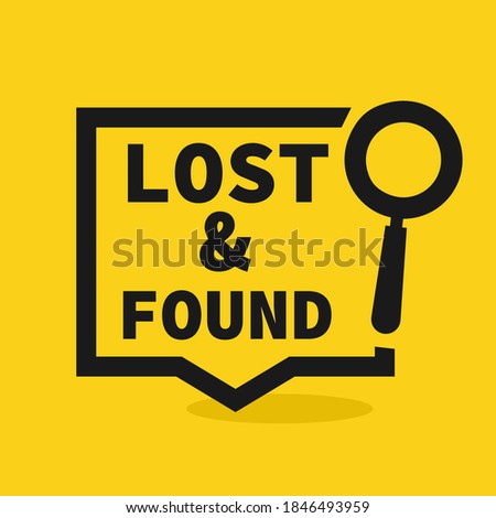 Lost and found speech bubble design. Clipart image.