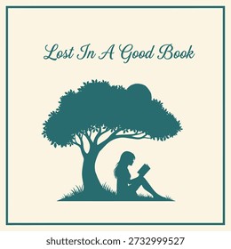 Lost In A Good Book slogan typography t-shirt design vector illustration for library reading hobby literature and cozy education inspiration on transparent background.