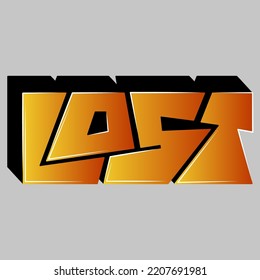 lost. Gradient vector lettering with unique letters. can be used to print on t-shirts, bags, stickers or other surfaces. isolated word drawing