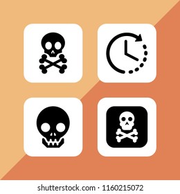 lost icon. 4 lost set with skull, death, human skull and time left vector icons for web and mobile app