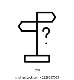 lost icon. Line Art Style Design Isolated On White Background