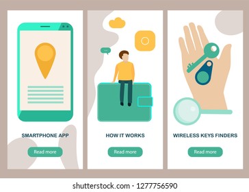Lost key finder web banners template in flat style. Vector illustration