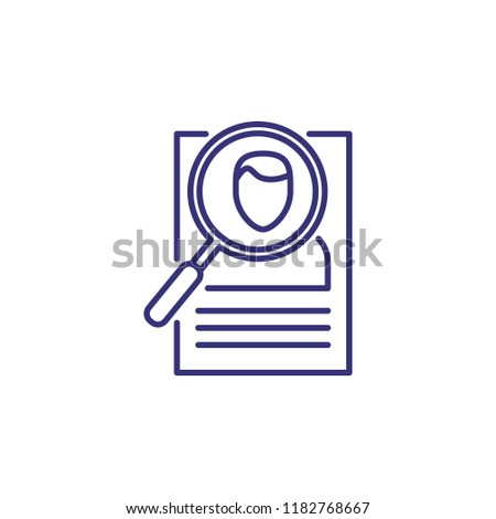 Lost line icon. Wanted, missing, magnifier, poster. Crime concept. Can be used for topics like law enforcement, justice, investigation