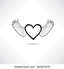 Lost love sign. Love heart with wings. Valentine day icon