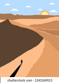 A lost man standing among desert on the day time