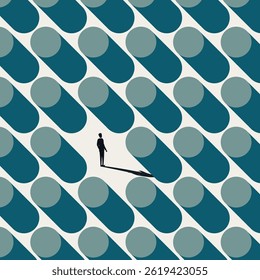 Lost in maze, business vector concept. Symbol of confusion, puzzle, contemplateion, opportunity. Minimal design eps10 illustration.